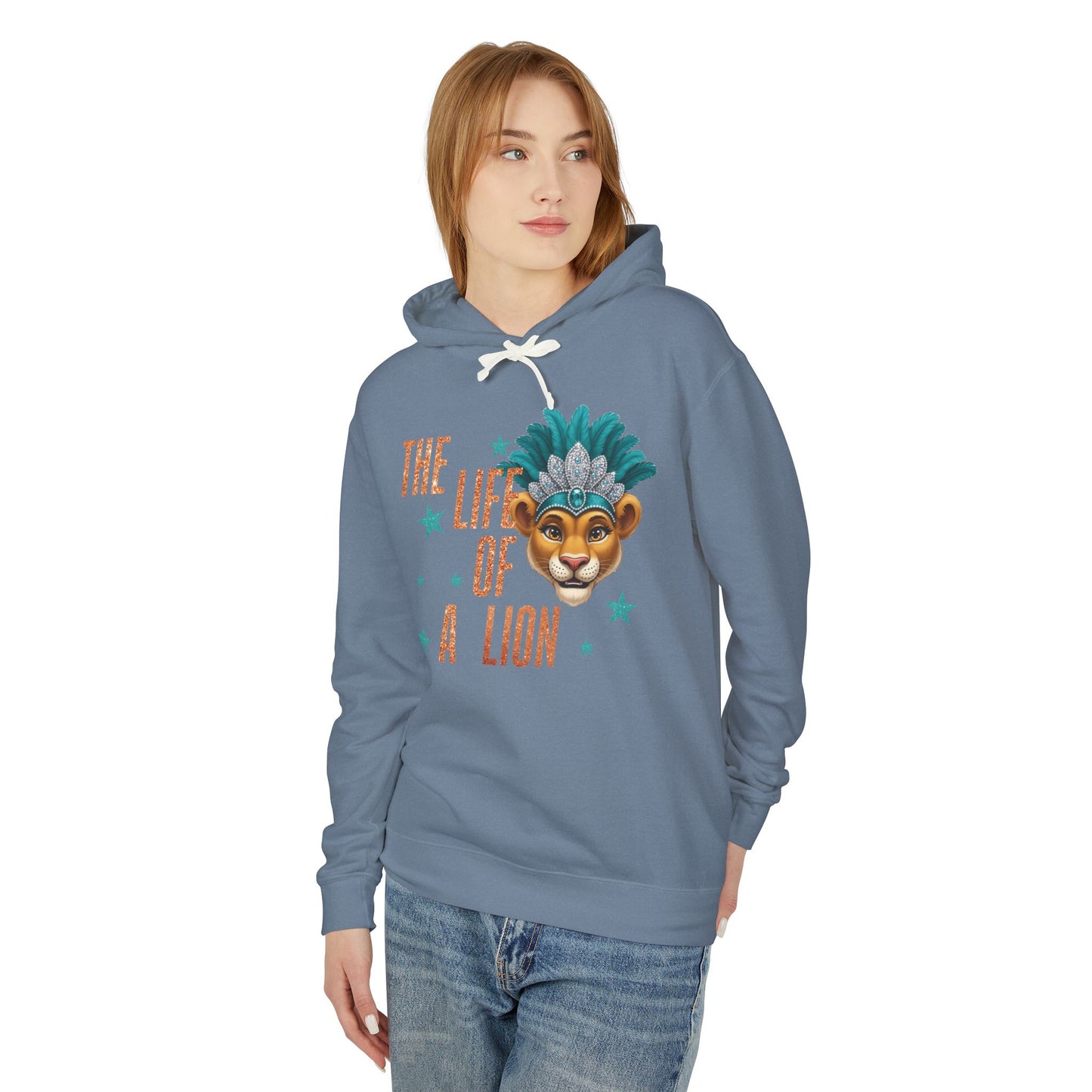 Adult Life of a Lion Faux Glitter Hoodie - Comfort Colors