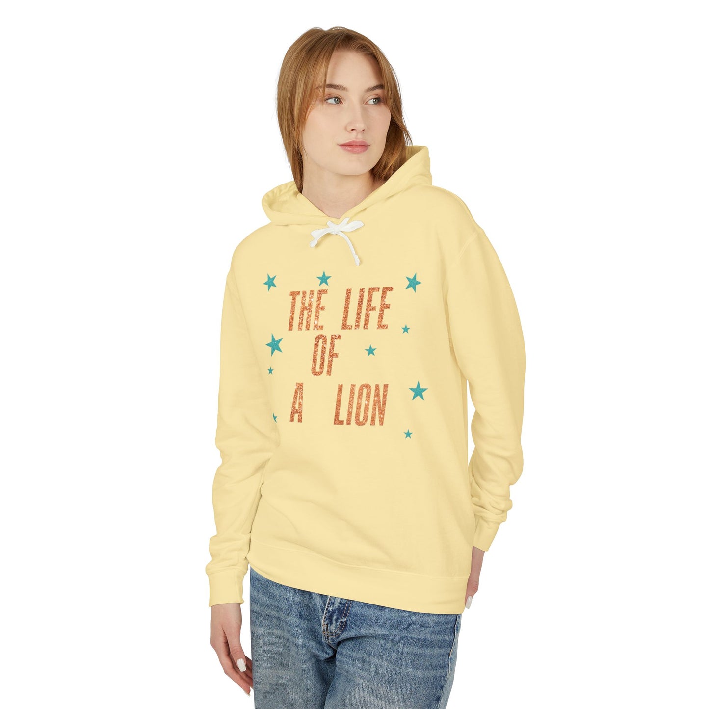 Adult Life of a Lion Faux Glitter Hoodie - Comfort Colors