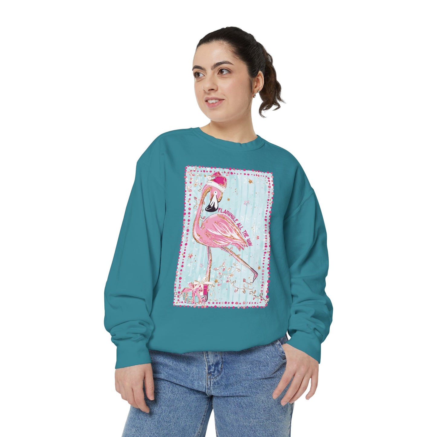Flamingle All the Way Flamingo Sweatshirt - Comfort Colors