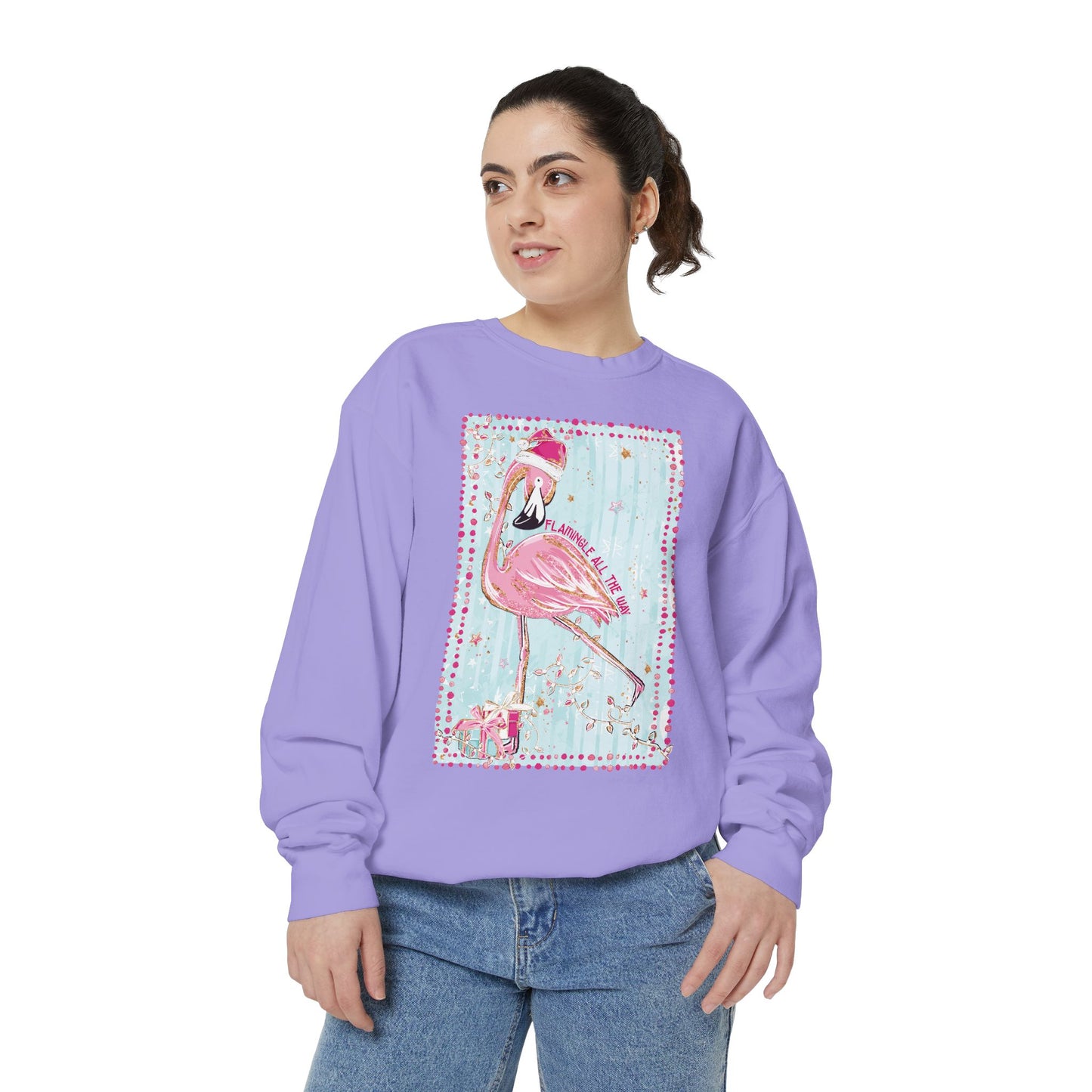 Flamingle All the Way Flamingo Sweatshirt - Comfort Colors