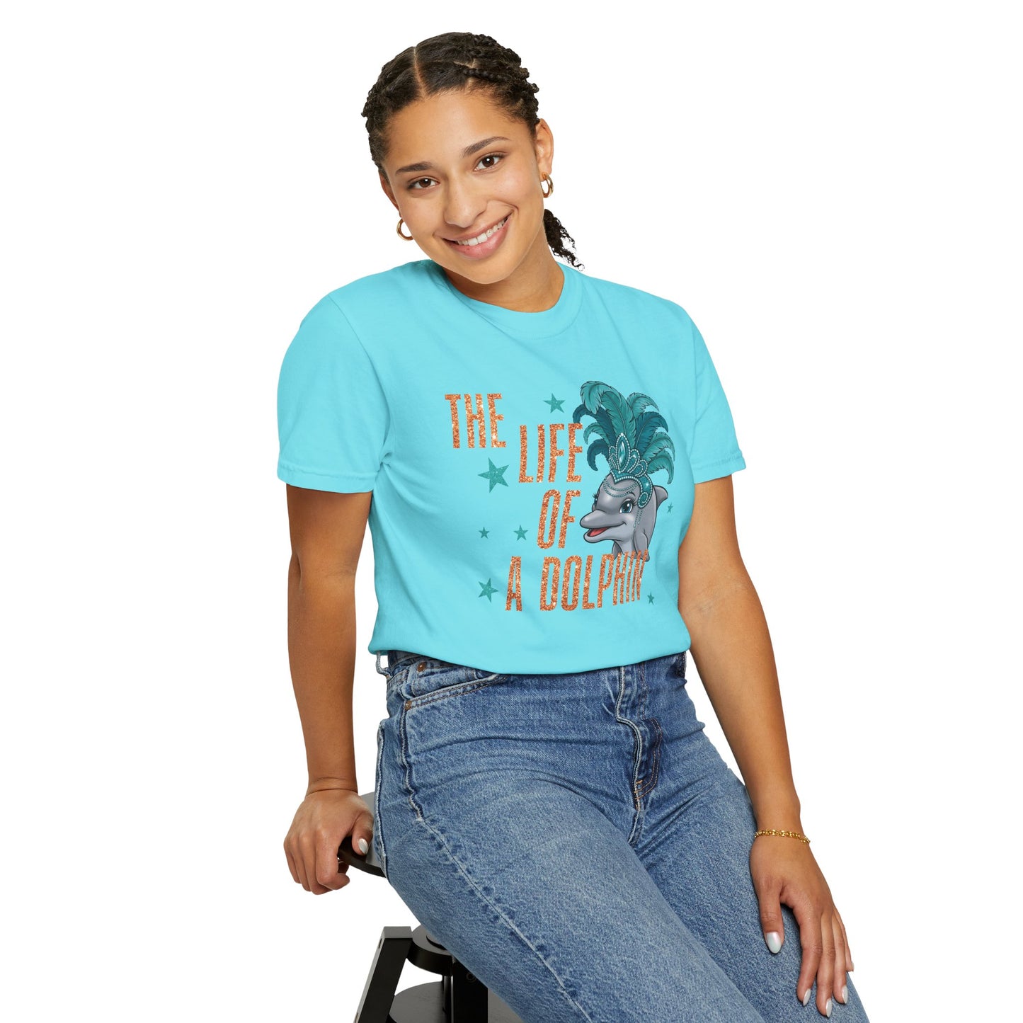 Adult Life of a Dolphin Faux Glitter - Comfort Colors