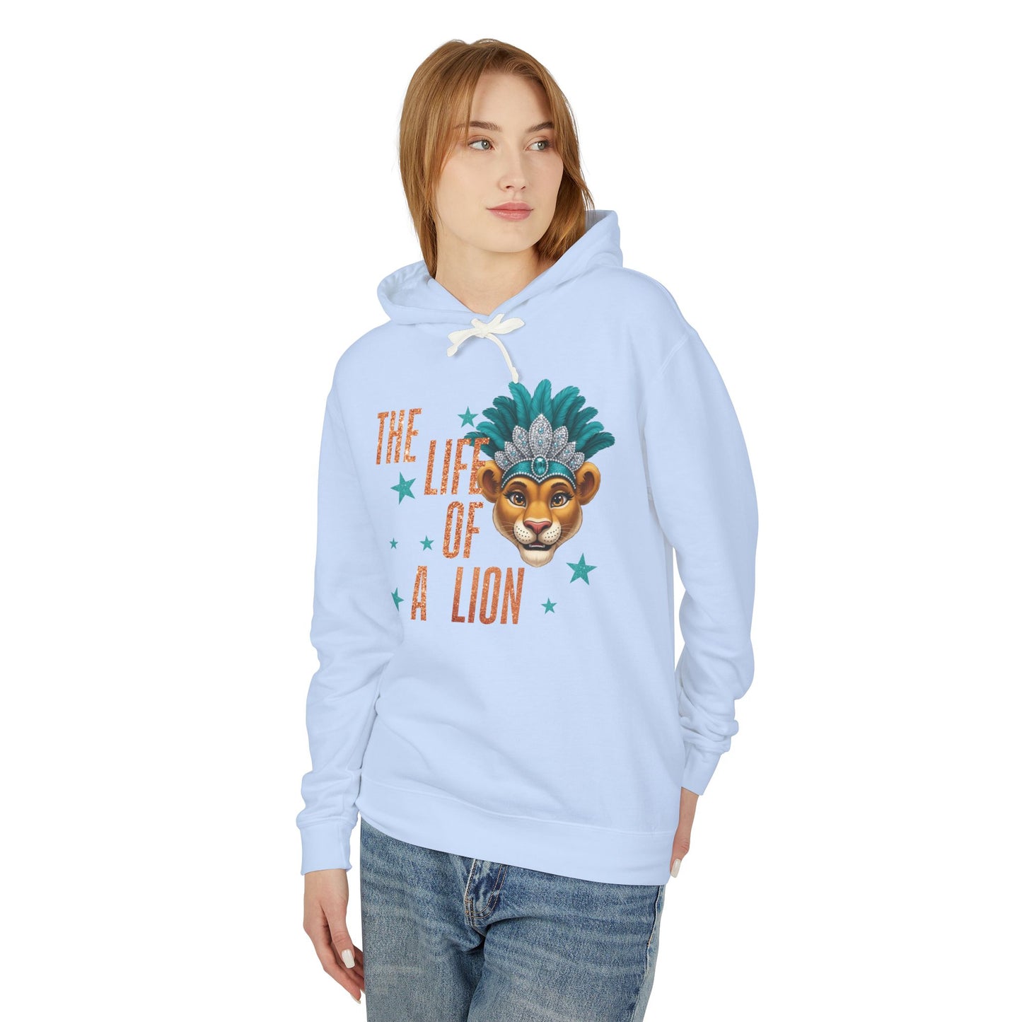 Adult Life of a Lion Faux Glitter Hoodie - Comfort Colors