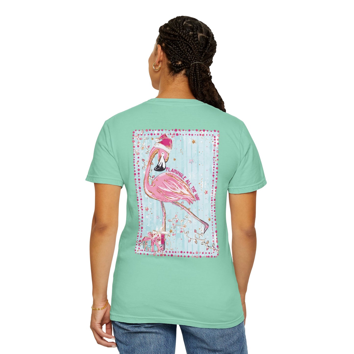 Flamingo Flamingle All the Way Christmas Tee - Comfort Colors