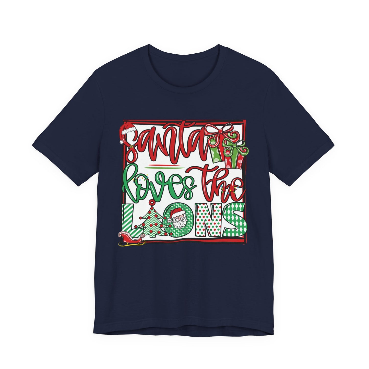 Santa Loves the Lions Tee - Bella Canvas