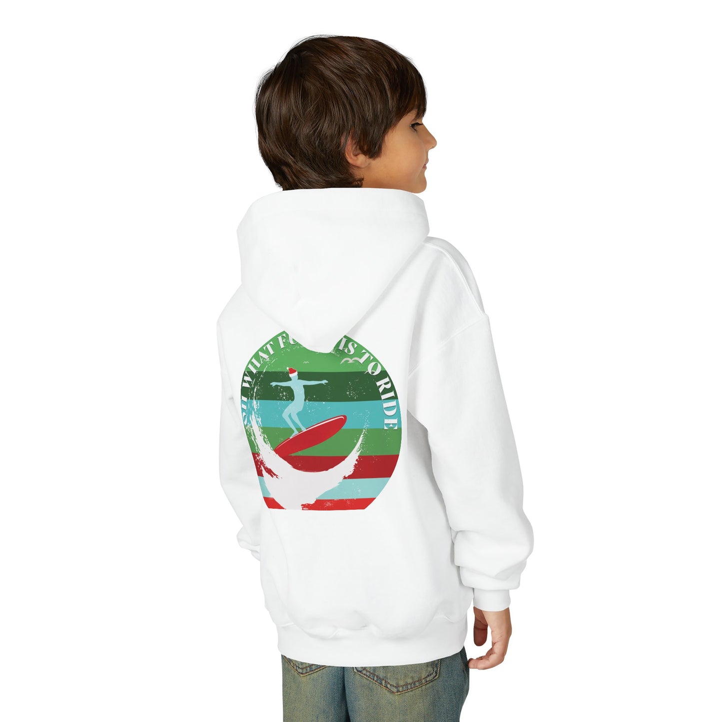 Youth Surfing Christmas Hoodie - Gildan