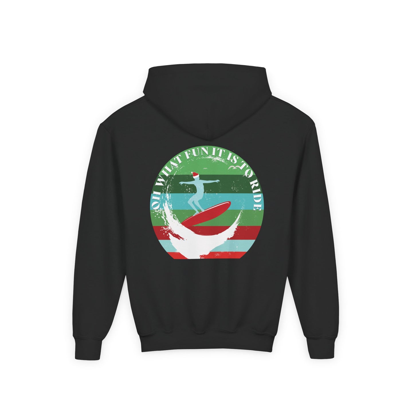 Youth Surfing Christmas Hoodie - Gildan