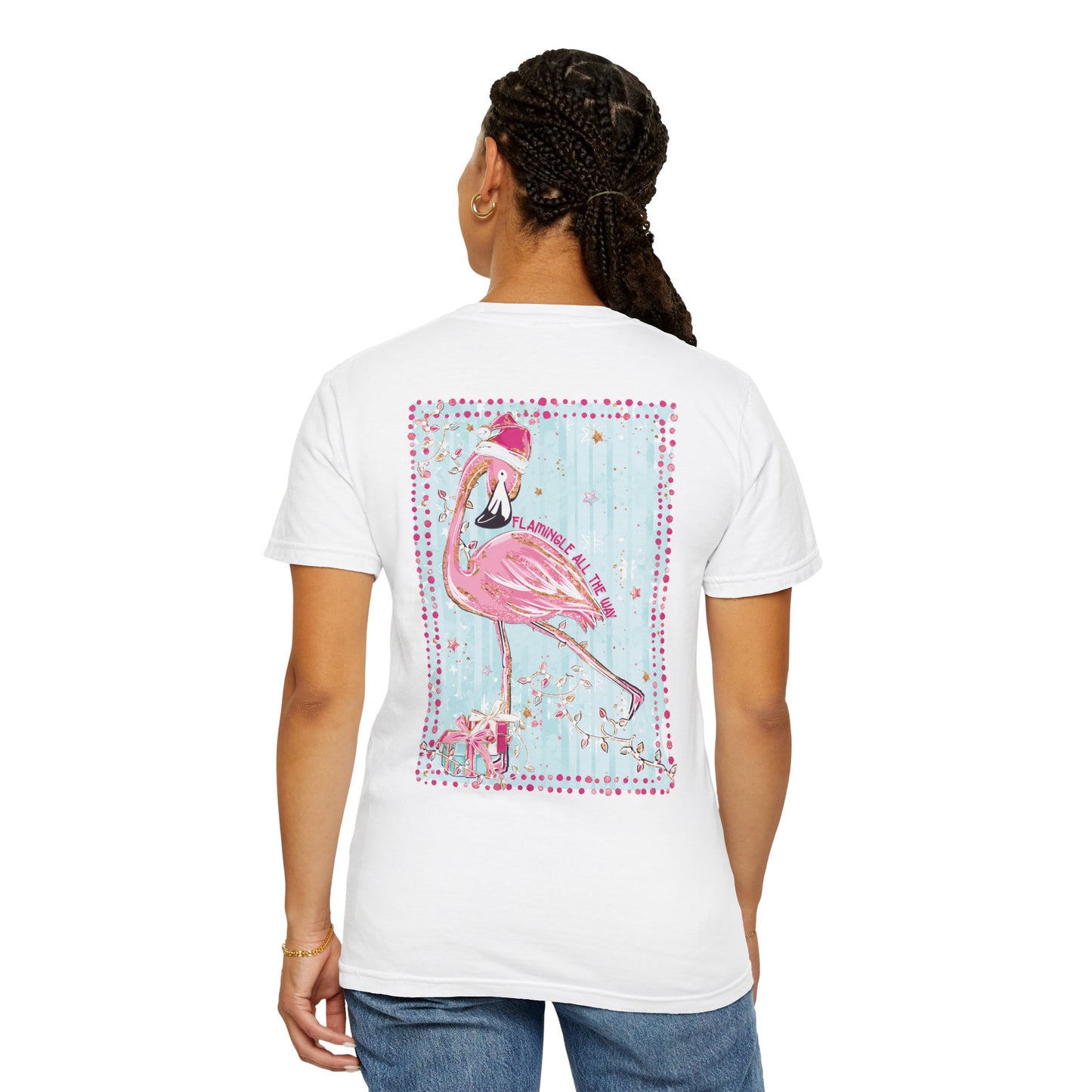 Flamingo Flamingle All the Way Christmas Tee - Comfort Colors