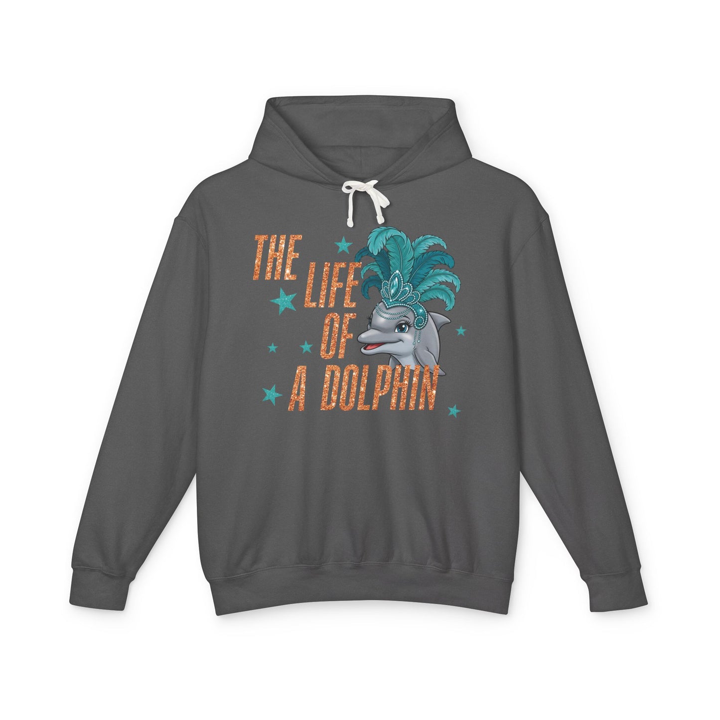 Adult Life of a Dolphin Faux Glitter Hoodie - Comfort Colors