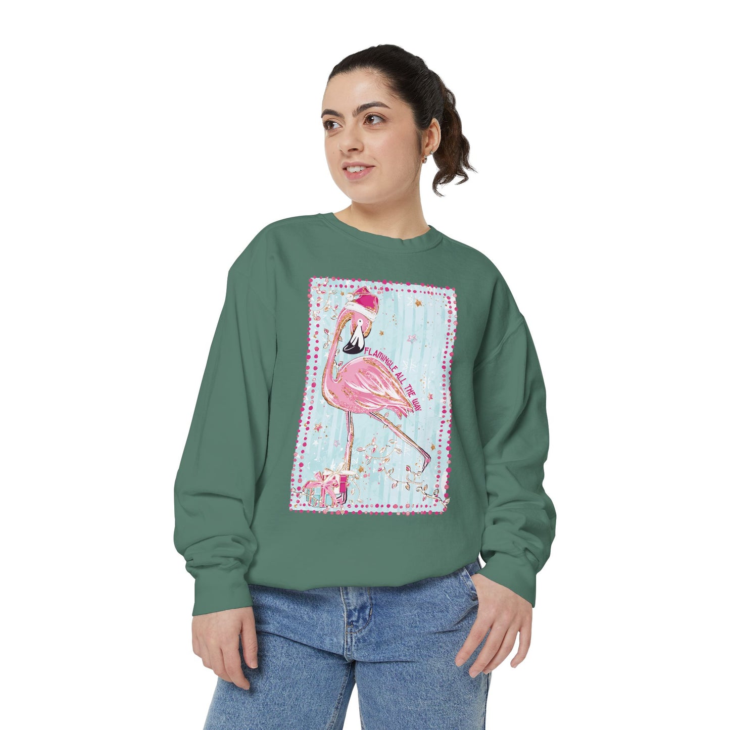 Flamingle All the Way Flamingo Sweatshirt - Comfort Colors