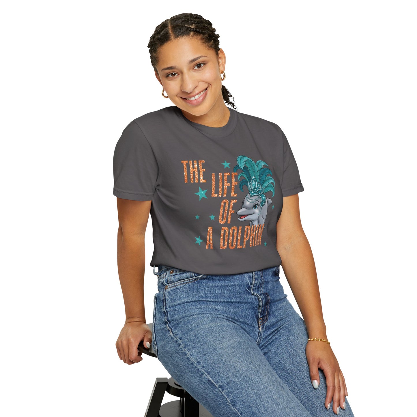 Adult Life of a Dolphin Faux Glitter - Comfort Colors