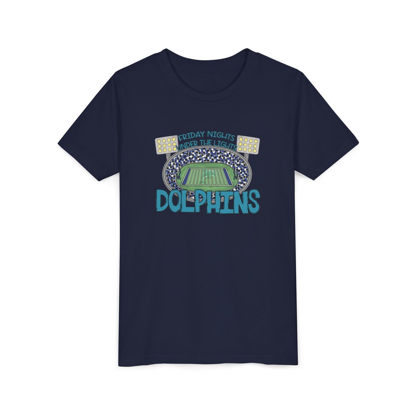 Dolphins Friday Nights Youth Tshirt - Bella Canvas