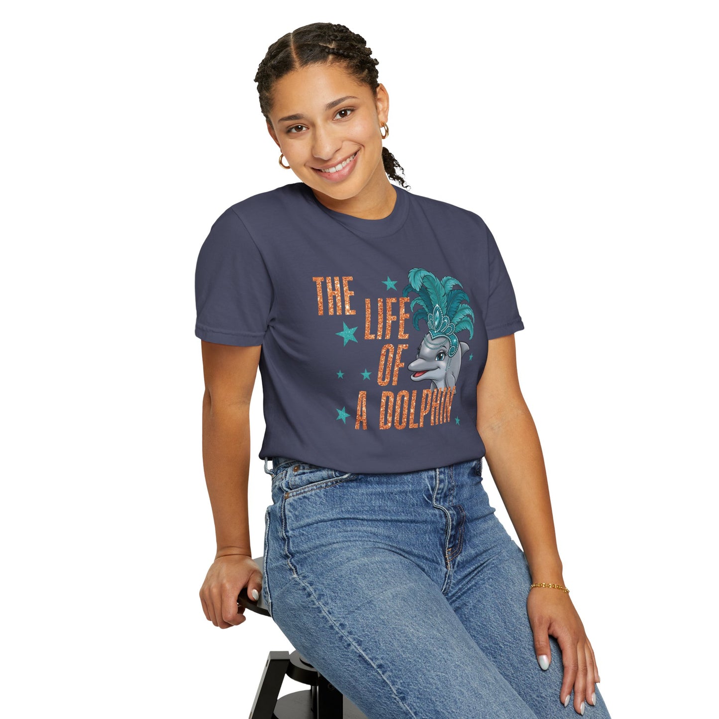 Adult Life of a Dolphin Faux Glitter - Comfort Colors