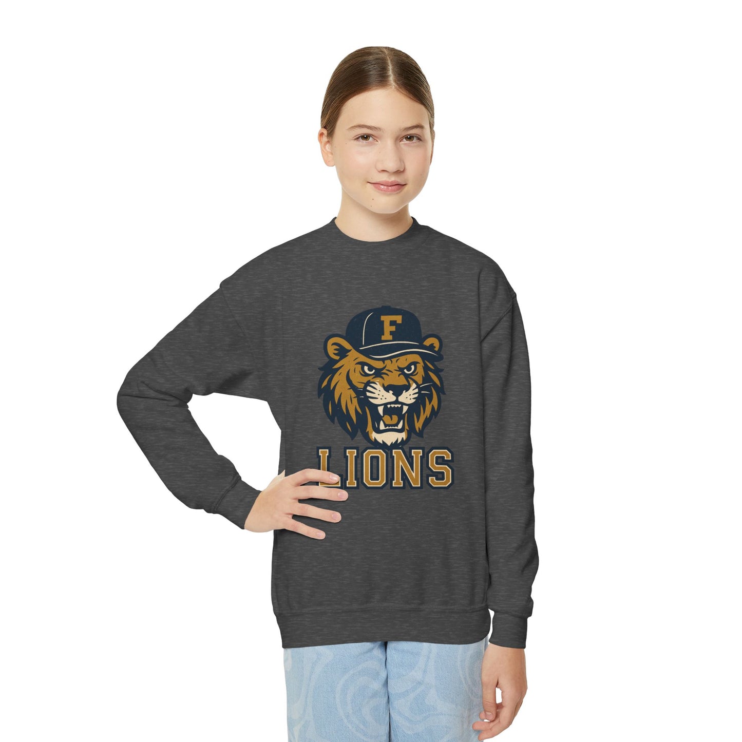 Youth Retro Roaring Lions Crewneck Sweatshirt - Gildan