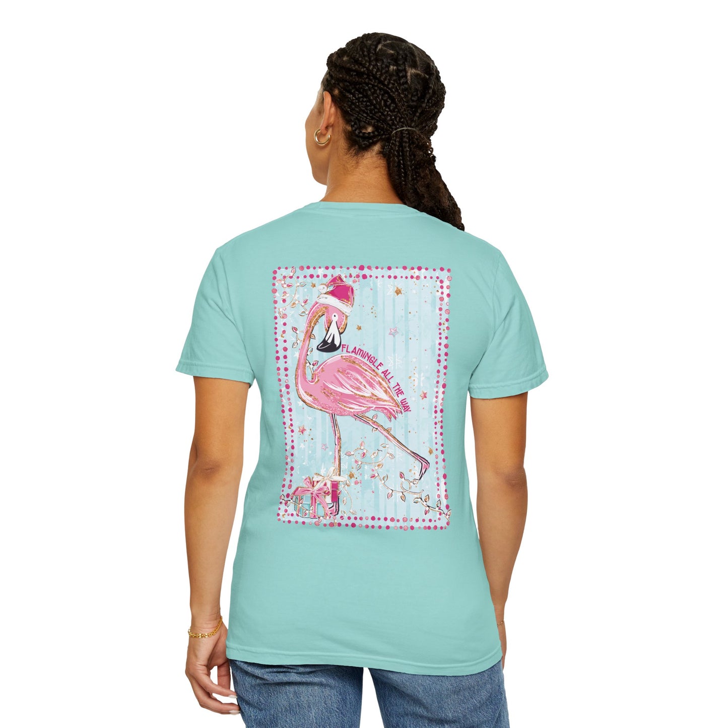 Flamingo Flamingle All the Way Christmas Tee - Comfort Colors