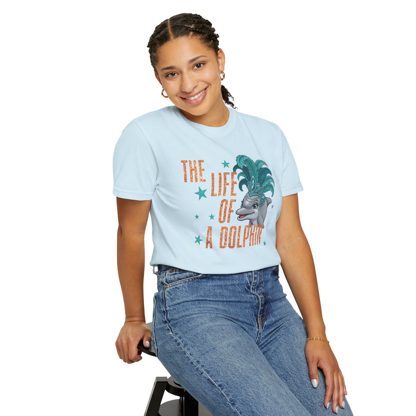 Adult Life of a Dolphin Faux Glitter - Comfort Colors
