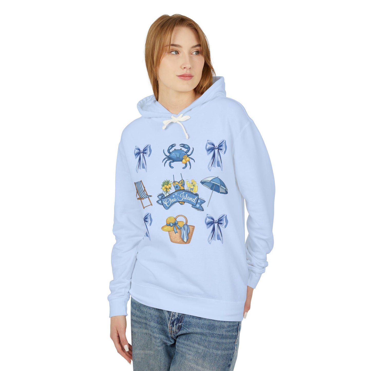 Adult Coquette Beach Day Lightweight Hooded Sweatshirt - Comfort Colors