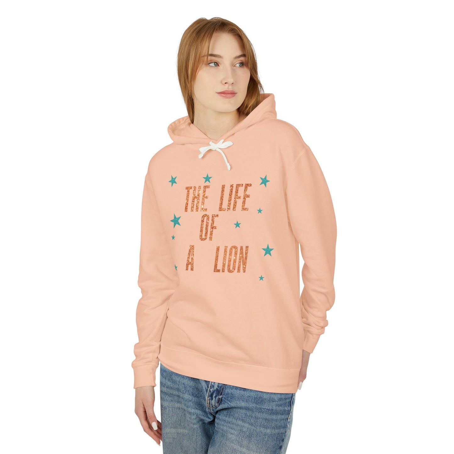 Adult Life of a Lion Faux Glitter Hoodie - Comfort Colors