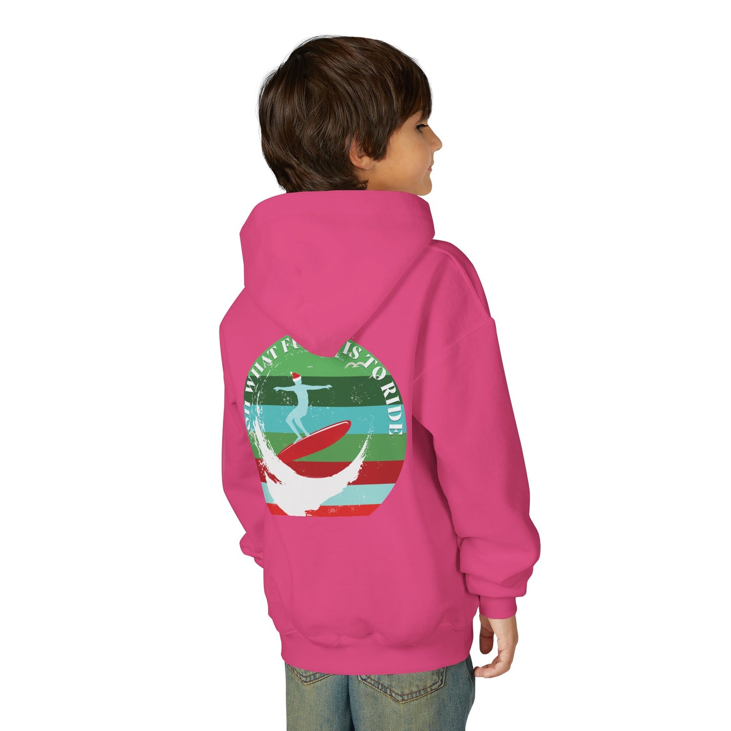 Youth Surfing Christmas Hoodie - Gildan