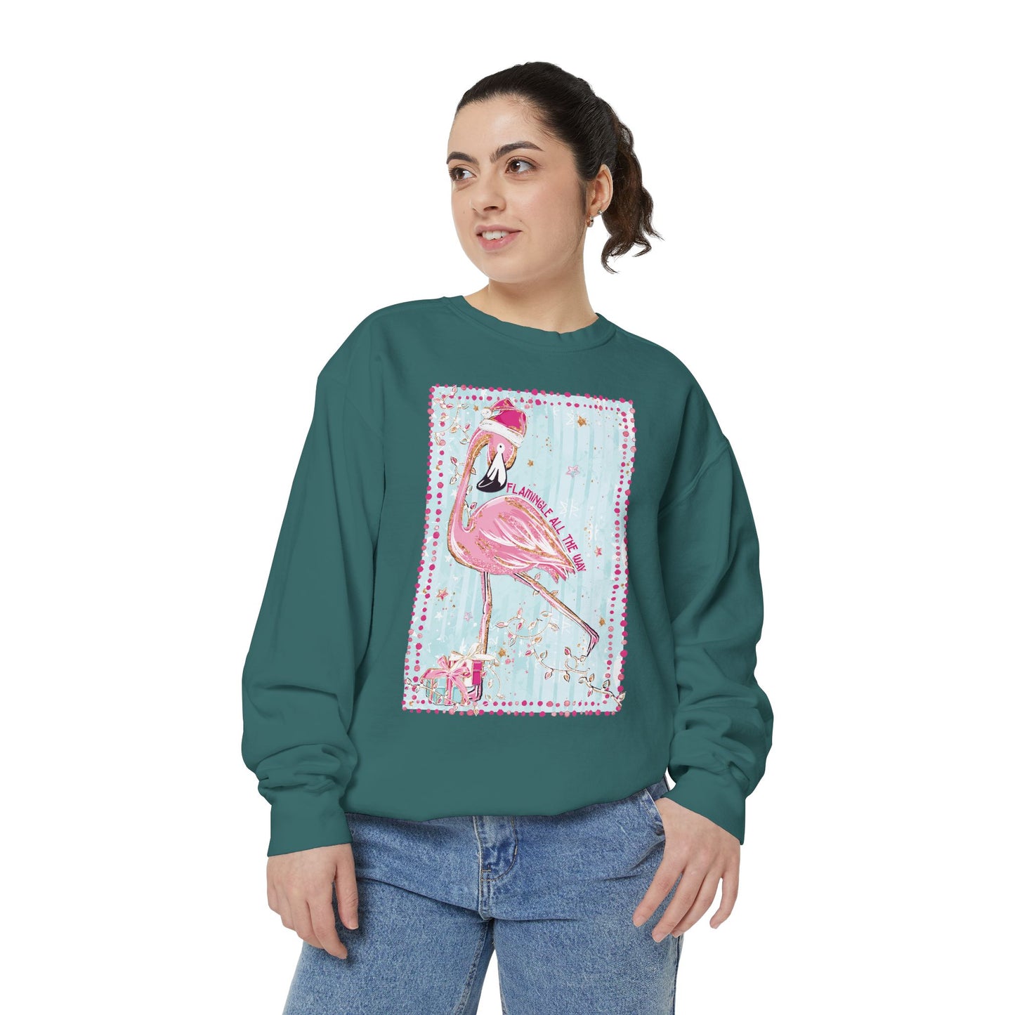 Flamingle All the Way Flamingo Sweatshirt - Comfort Colors