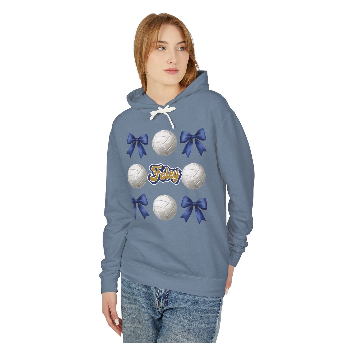 Foley Lions Coquette Bows & Volleyball Hooded Sweatshirt - Comfort Colors