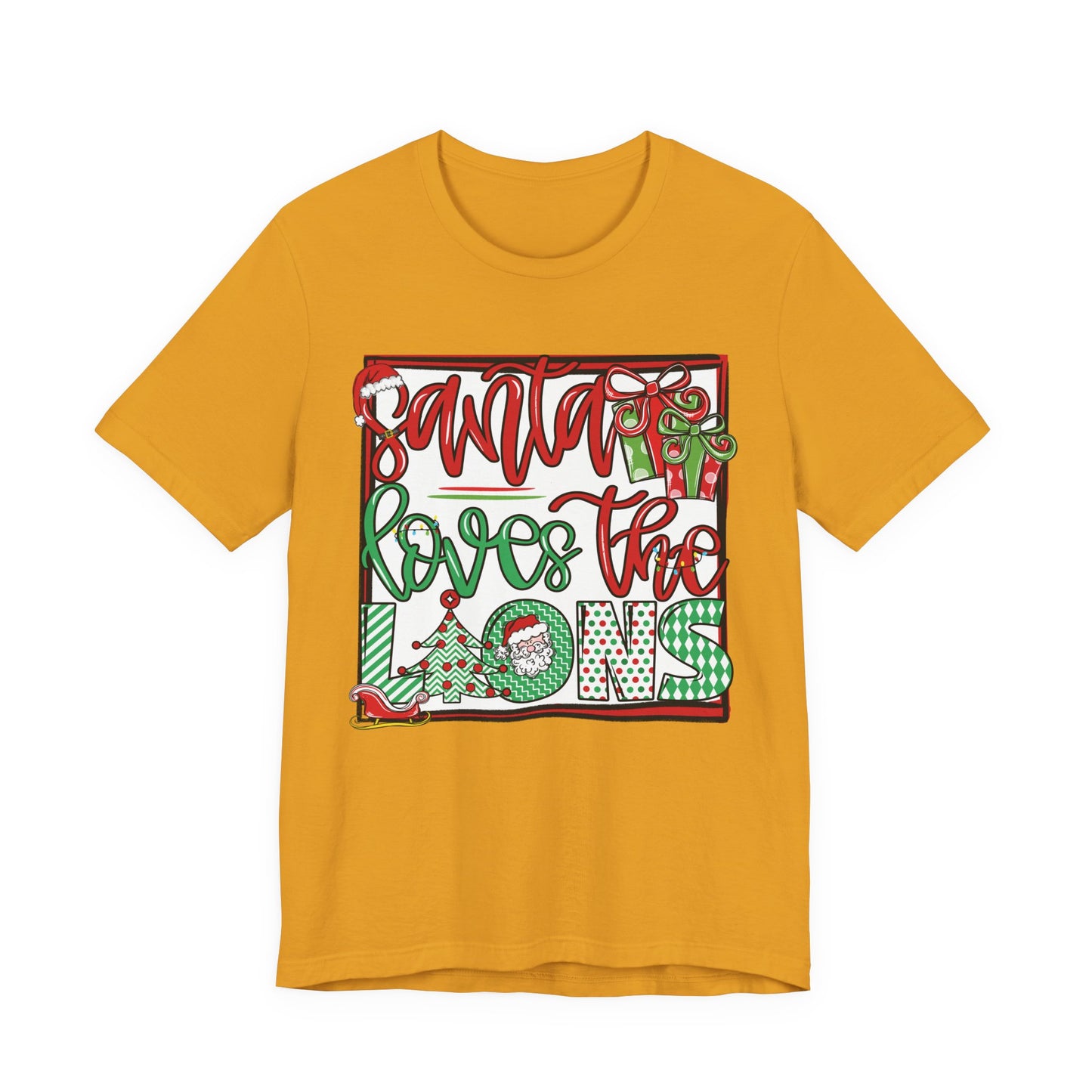 Santa Loves the Lions Tee - Bella Canvas