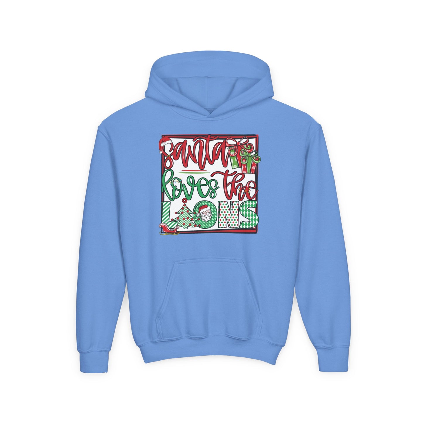 Santa Loves the Lions Hoodie - Gildan
