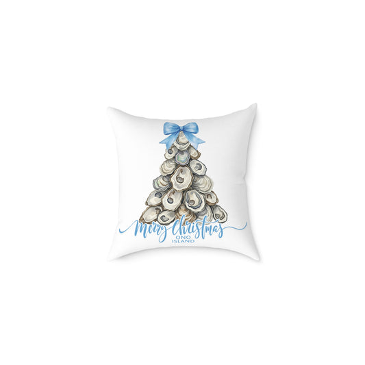 Ono Island Oyster Christmas Tree White Pillow