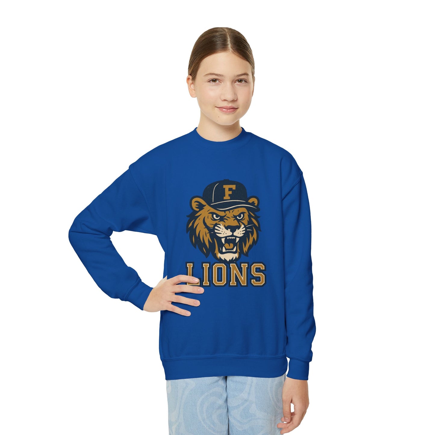 Youth Retro Roaring Lions Crewneck Sweatshirt - Gildan