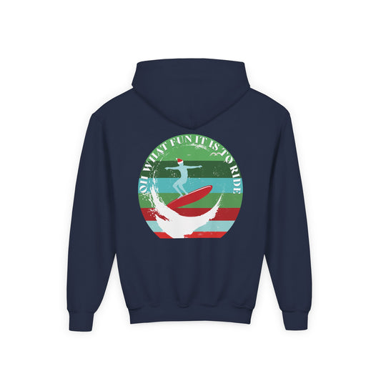 Youth Surfing Christmas Hoodie - Gildan