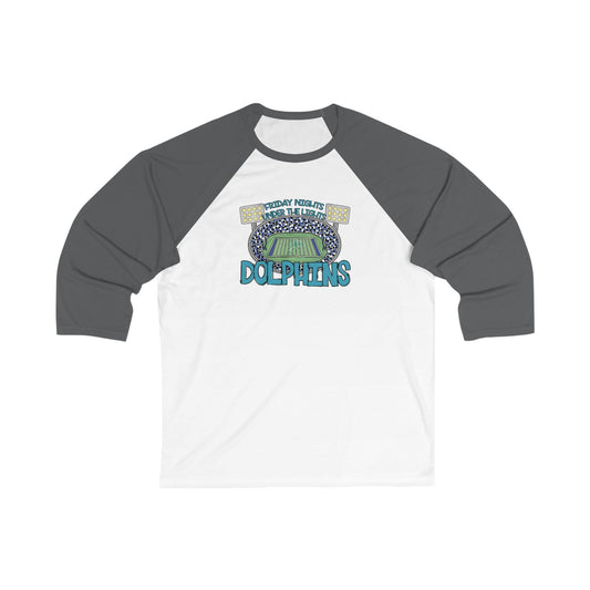 Adult Friday Night Lights Dolphins Unisex Baseball Tee - Bella Canvas
