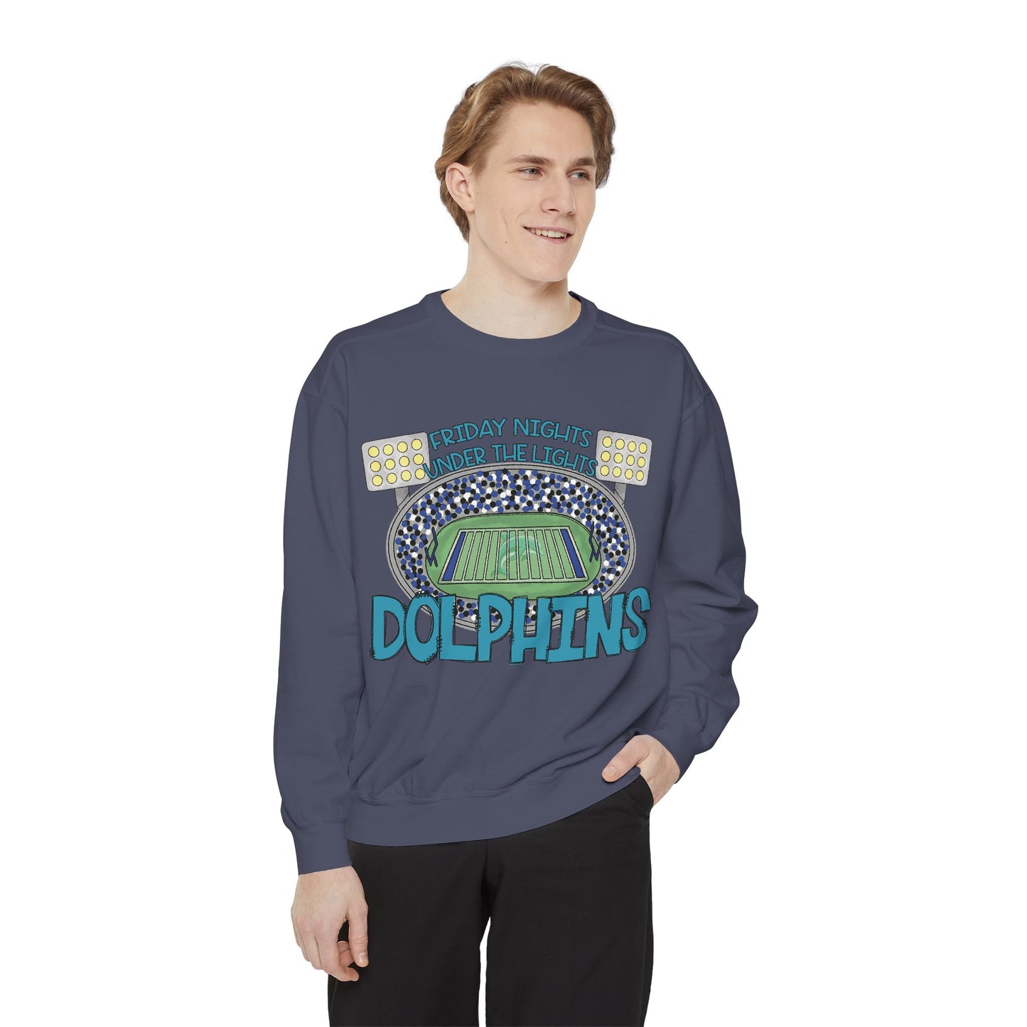 Adult Friday Night Lights Dolphins Sweatshirt - Comfort Colors