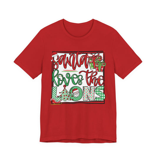 Santa Loves the Lions Tee - Bella Canvas