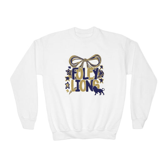 Youth Foley Lions Bow Sweatshirt - Gildan