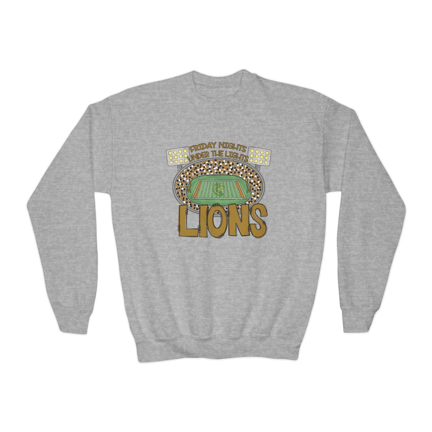 Youth Lions Friday Nights Lights Crewneck Sweatshirt - Gildan