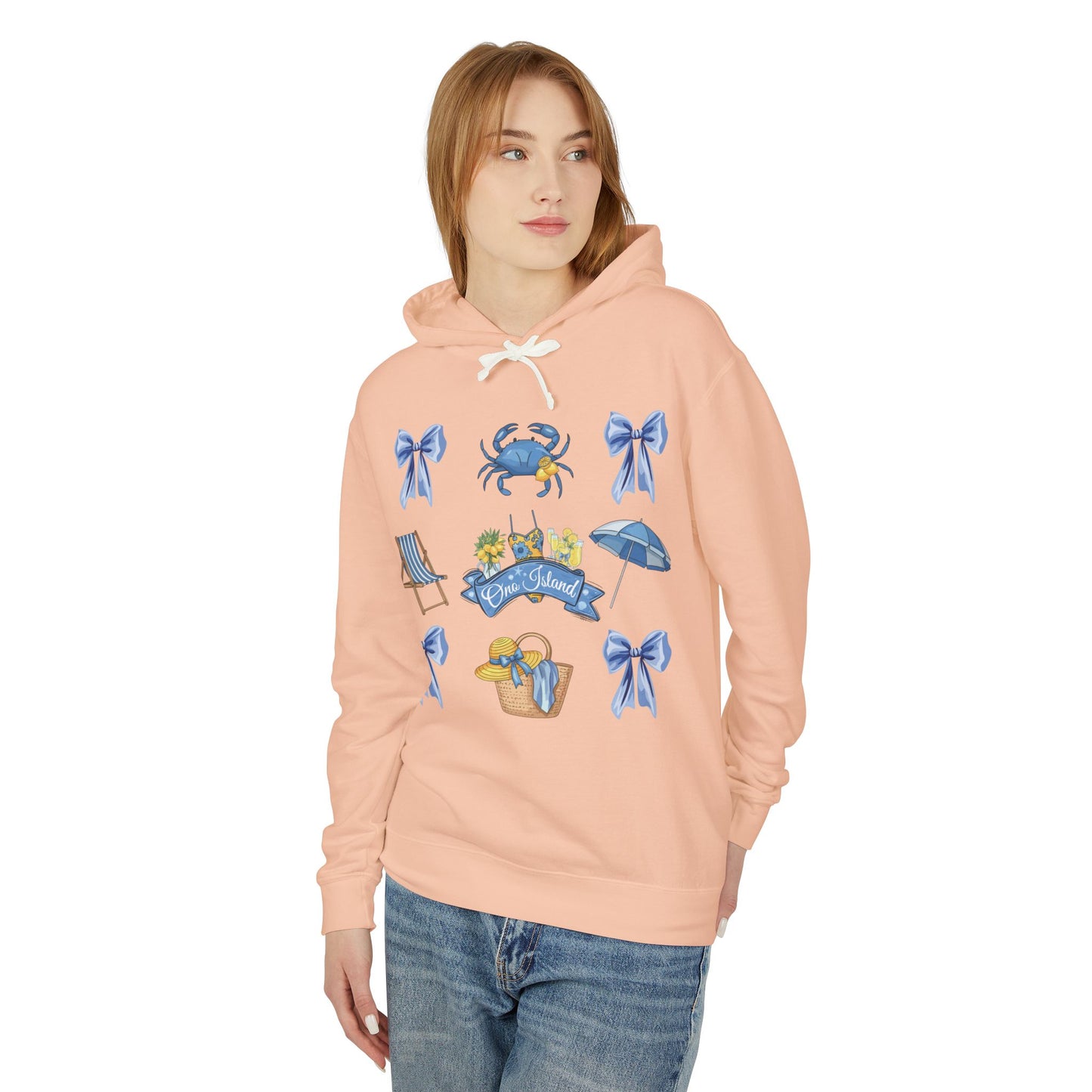 Adult Coquette Beach Day Lightweight Hooded Sweatshirt - Comfort Colors
