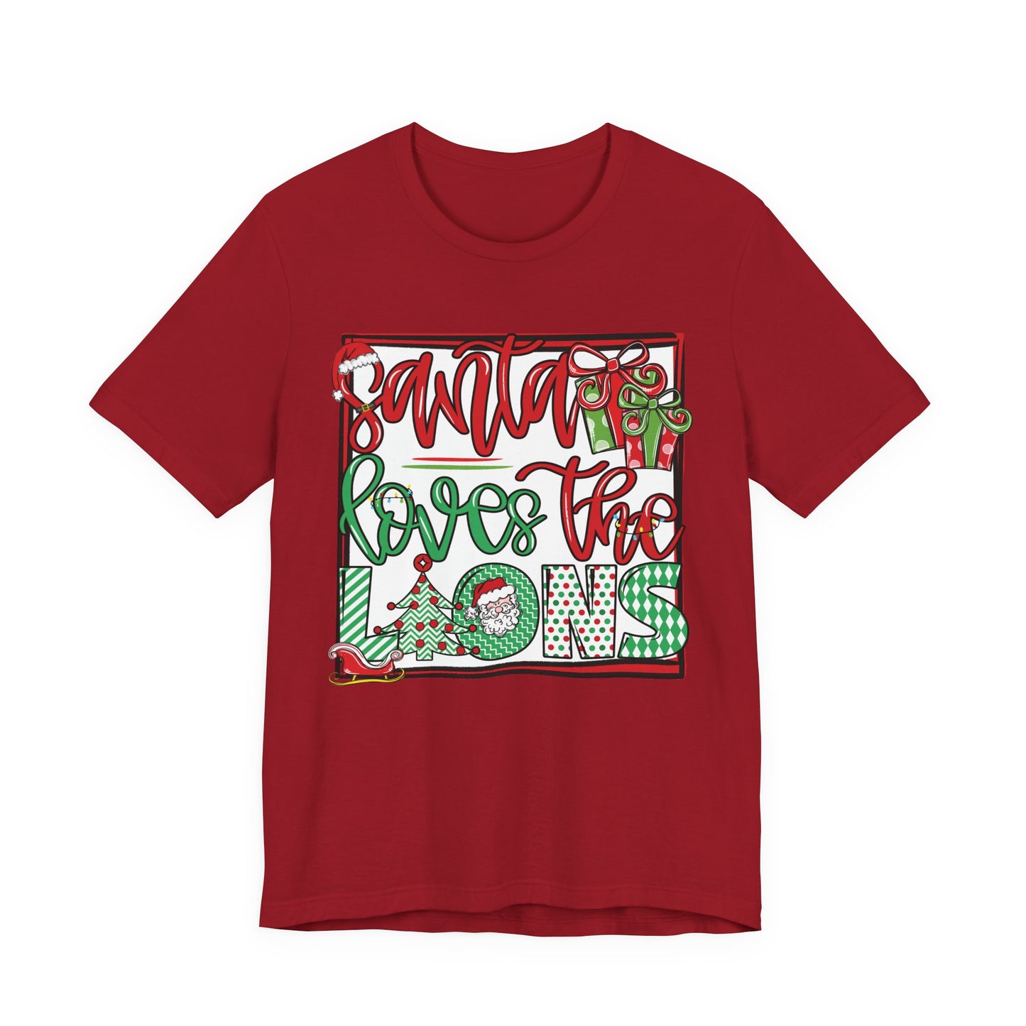 Santa Loves the Lions Tee - Bella Canvas