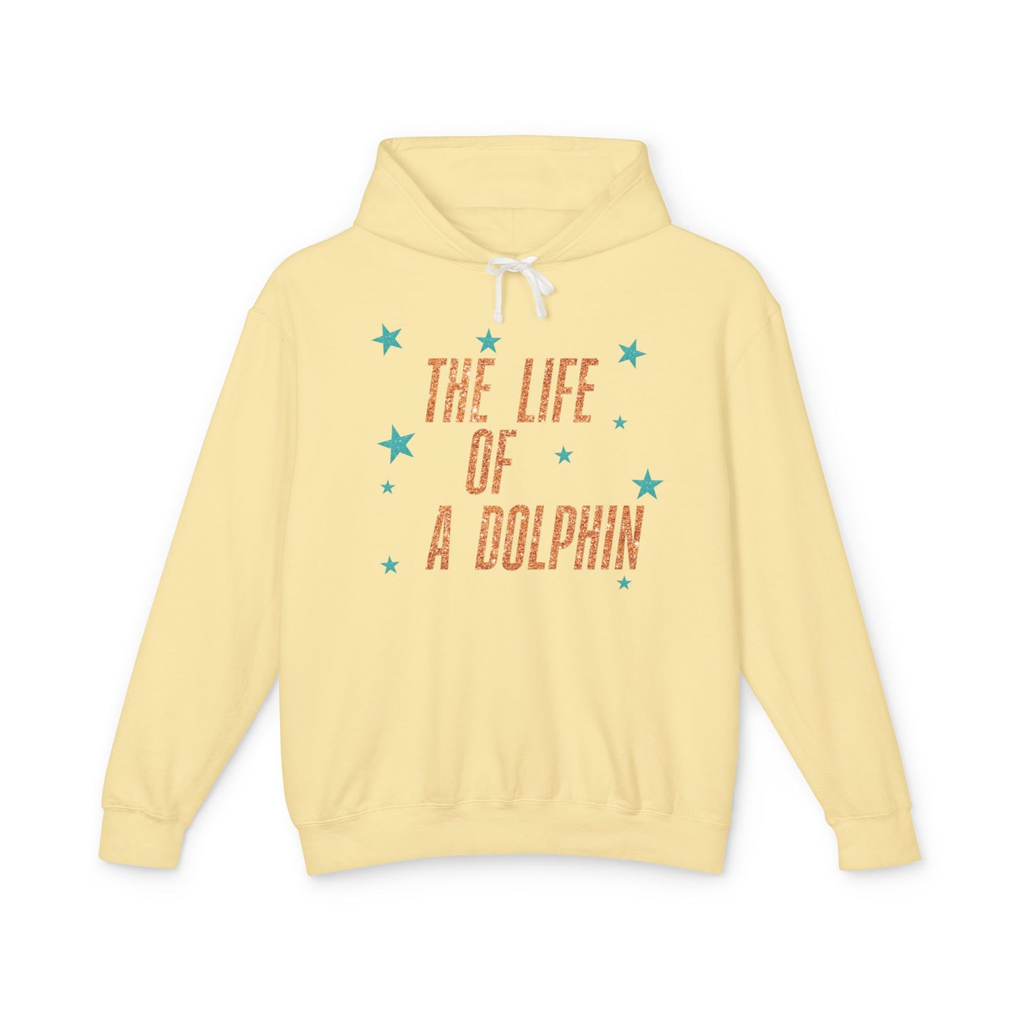 Adult Life of a Dolphin Faux Glitter Hoodie - Comfort Colors