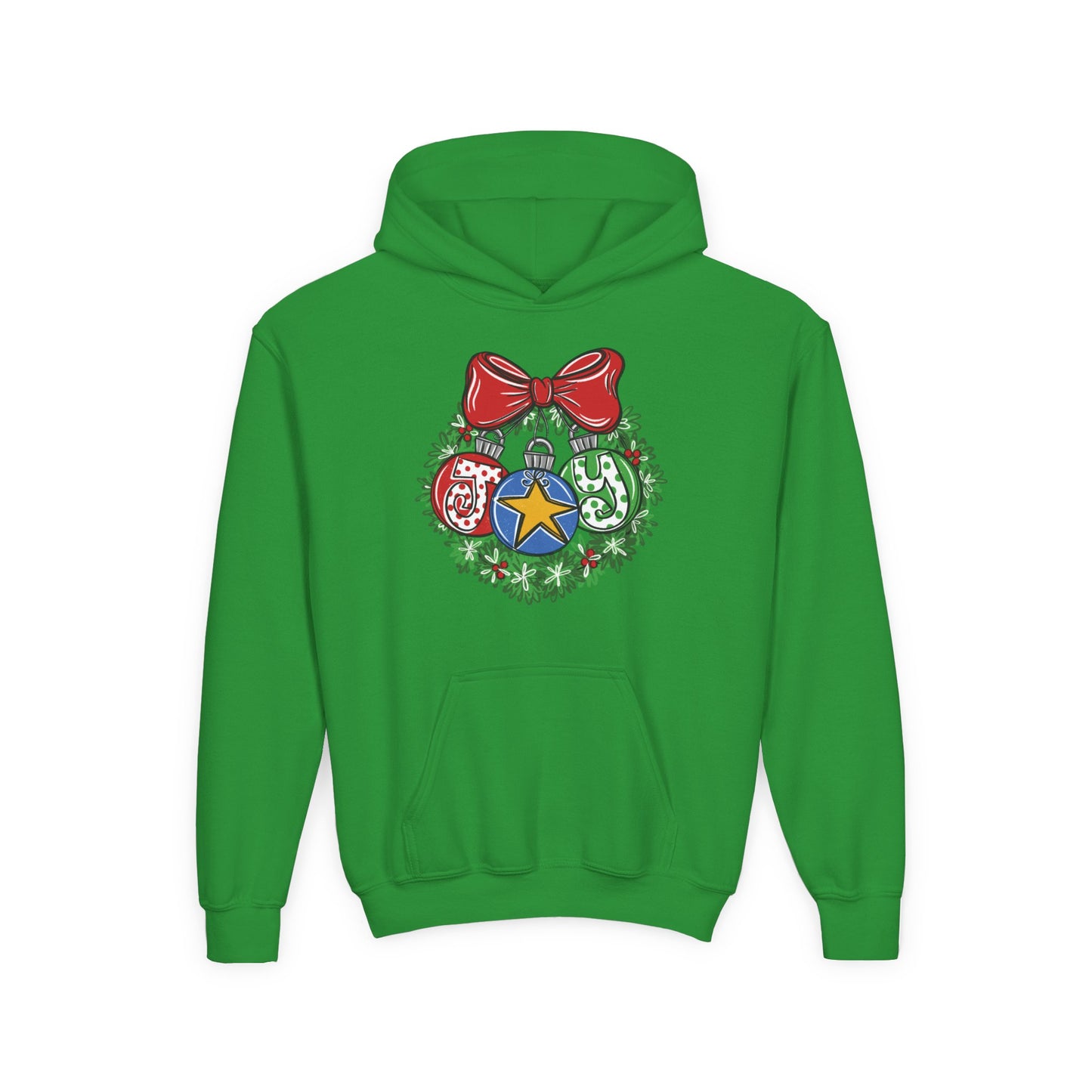 Joy Wreath Youth Hoodie - Gildan