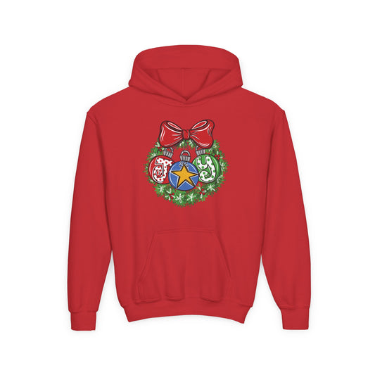 Joy Wreath Youth Hoodie - Gildan
