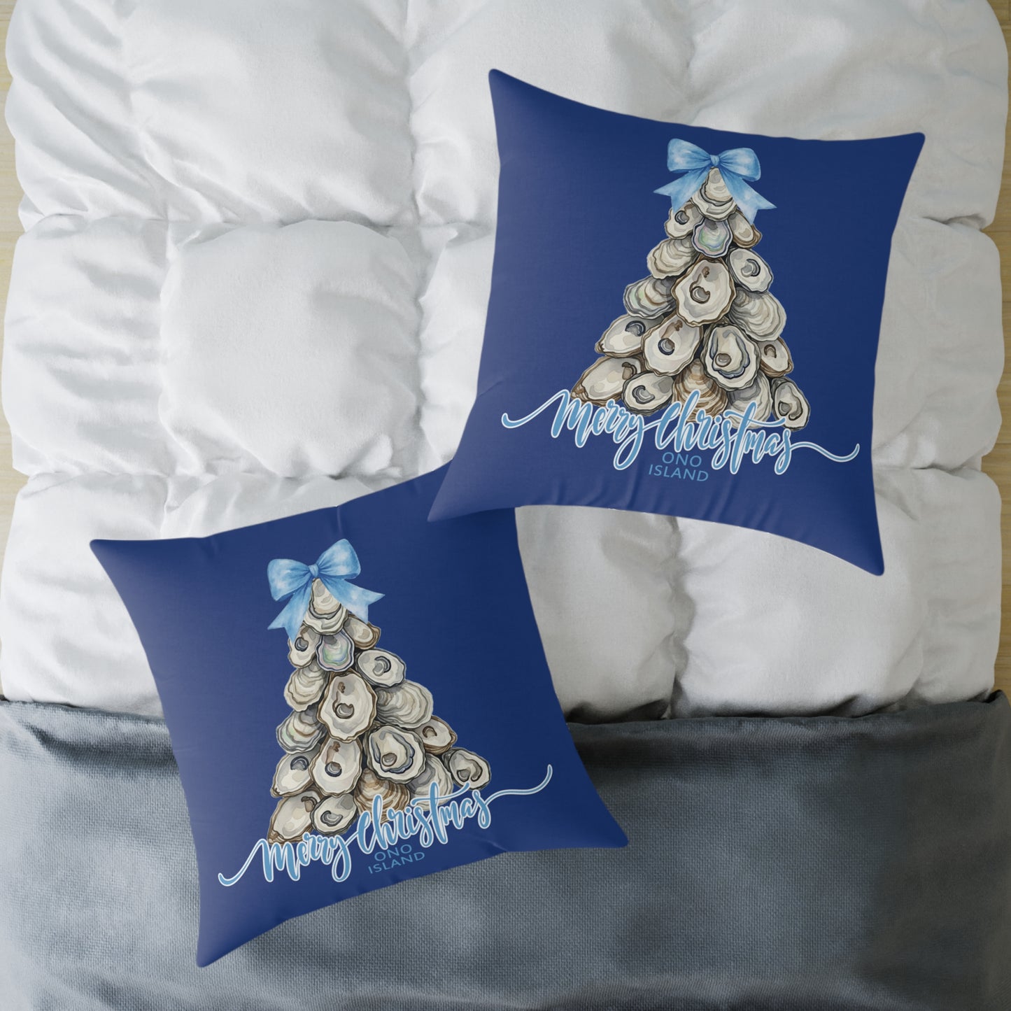 Ono Island Oyster Tree Blue Pillows