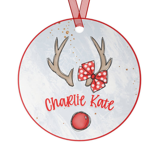 Personalized Girl Reindeer 2 Ornament