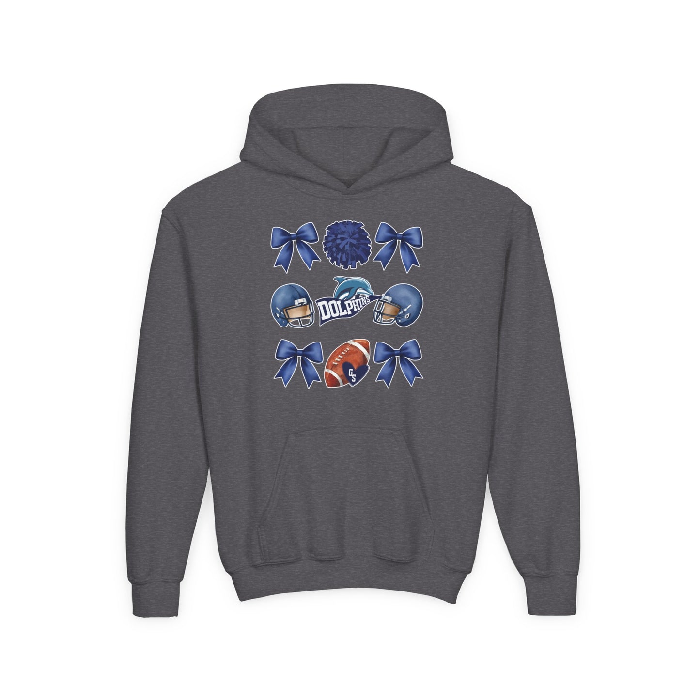 Youth Dolphins Coquette Football Hoodie