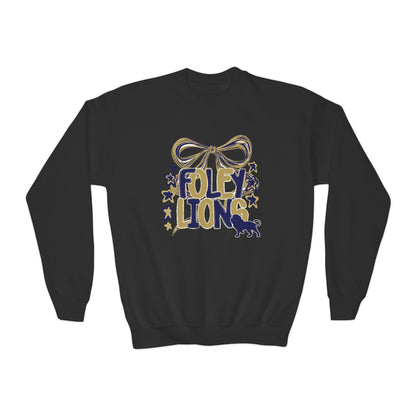 Youth Foley Lions Bow Sweatshirt - Gildan