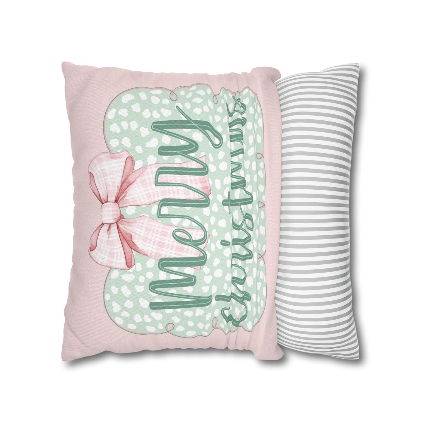 Merry Christmas Pink & Green Pillowcase