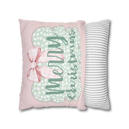 Merry Christmas Pink & Green Pillowcase