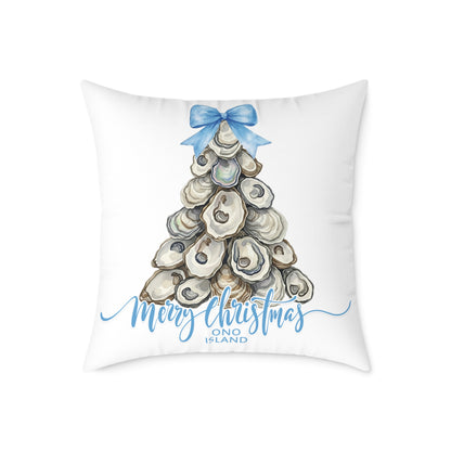 Ono Island Oyster Christmas Tree White Pillow