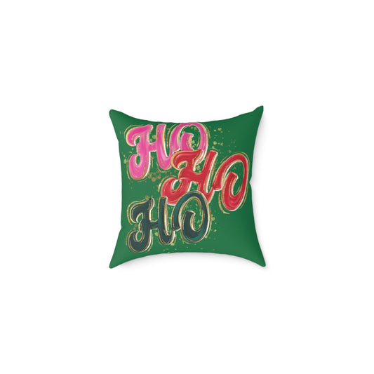 HO HO HO Green Throw Pillow