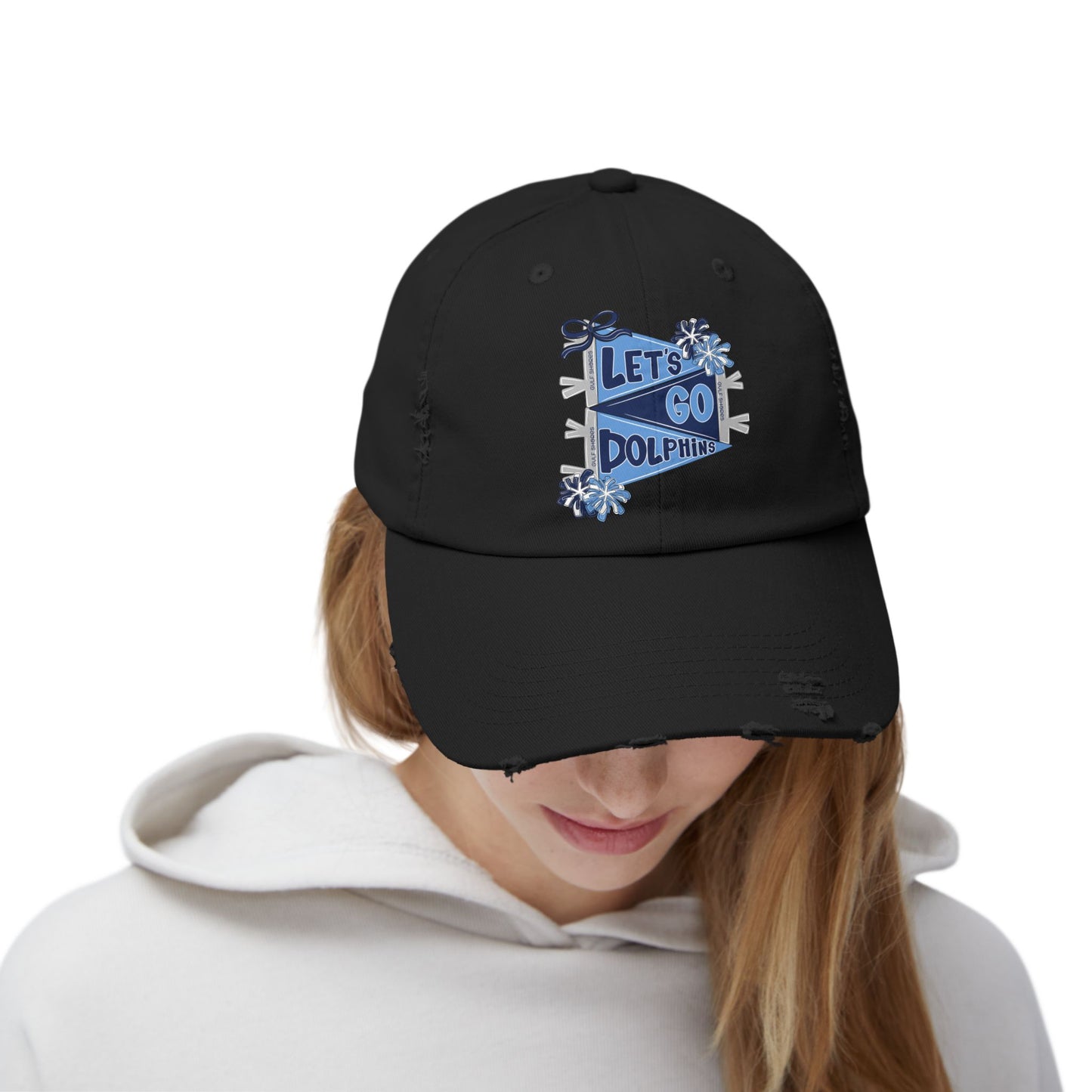 Let's Go Dolphins Distressed Cap
