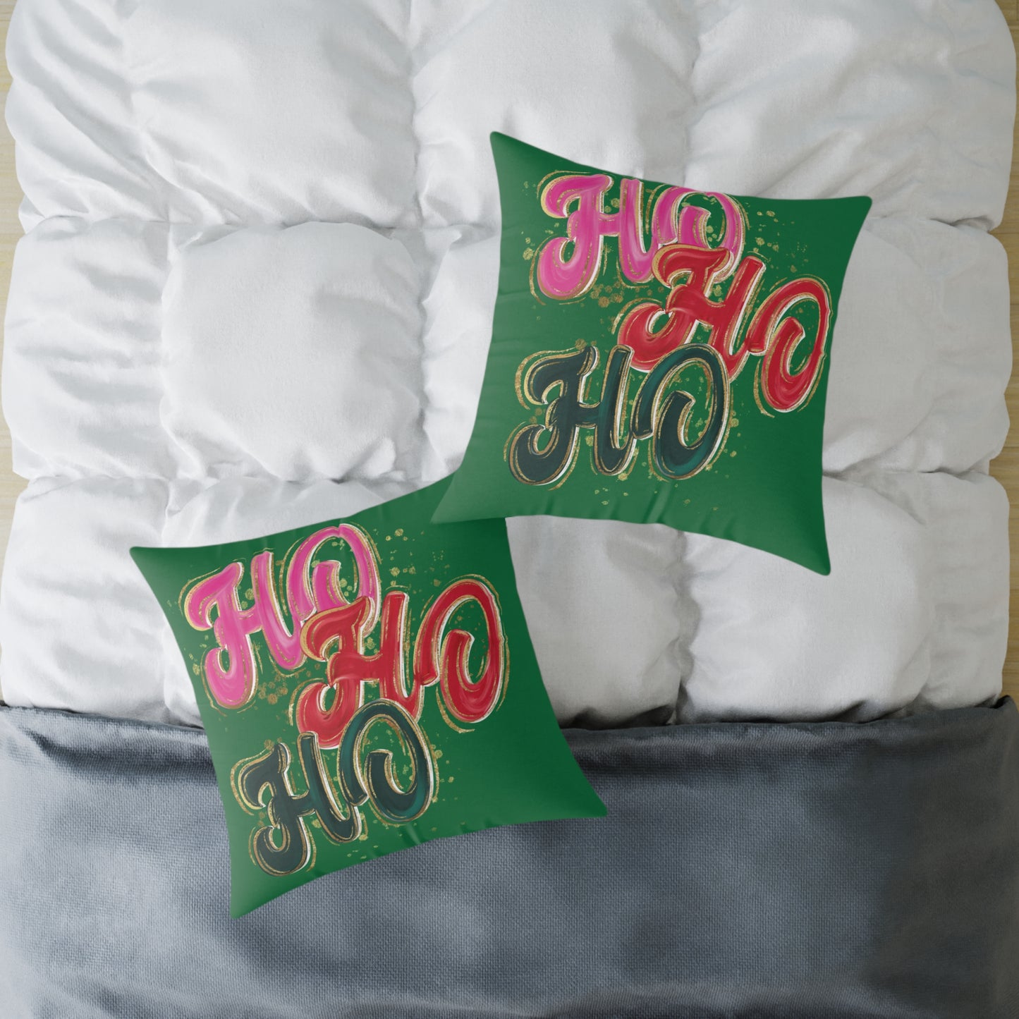 HO HO HO Green Throw Pillow
