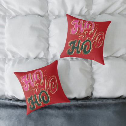 HO HO HO Red Christmas Pillow